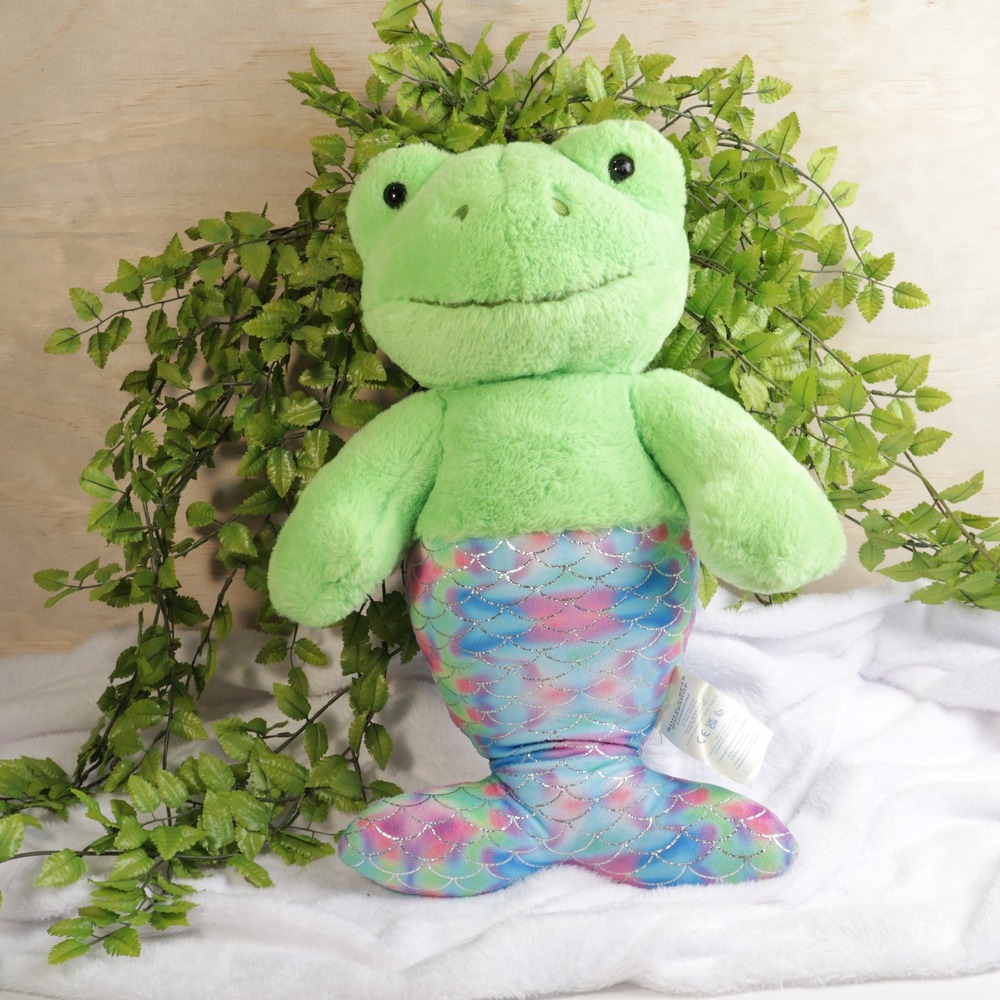 Build-A-Bear Spring Green Frog Mermaid Plush Rainbow Scales 16 inch